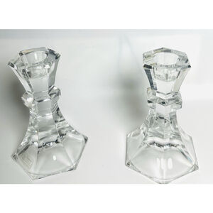 Vintage Towle Crystal 24% Lead Candle Holders 5” Candlesticks Austria